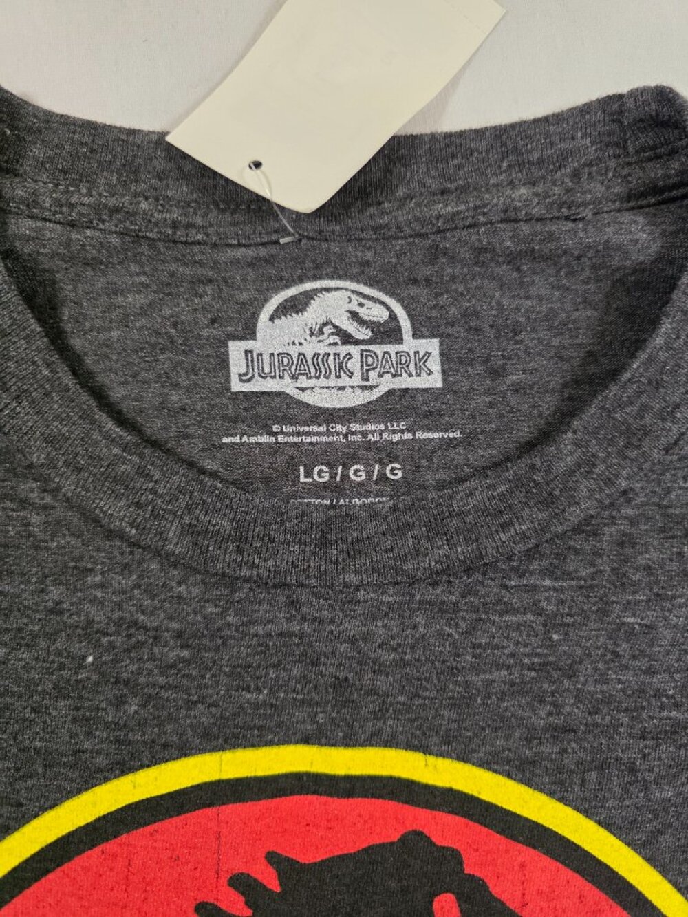 Jurassic Park Graphic T-Shirt Gray Short Sleeve T-Rex Logo Movie Tee Men's Large - Picture 11 of 11